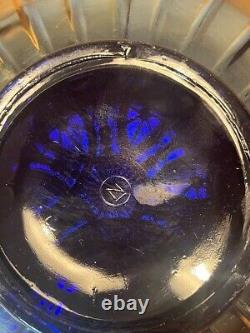 Pretty Blue Northwood Carnival Glass Hearts & Flowers Ruffled Bowl