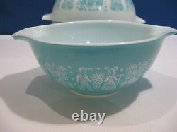 Pyrex Amish Butterprint Cinderella Mixing Nesting Bowls Turquoise/Blue Set of 4