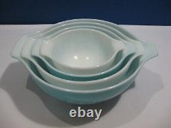 Pyrex Amish Butterprint Cinderella Mixing Nesting Bowls Turquoise/Blue Set of 4