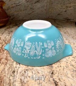 Pyrex Amish Turquoise Blue White Butter Print Nesting Mixing Bowls Set of 4