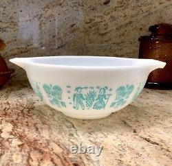 Pyrex Amish Turquoise Blue White Butter Print Nesting Mixing Bowls Set of 4