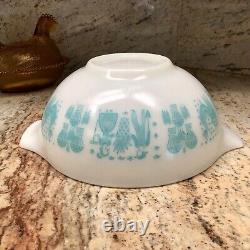 Pyrex Amish Turquoise Blue White Butter Print Nesting Mixing Bowls Set of 4