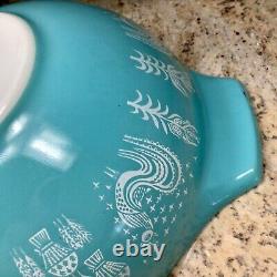 Pyrex Amish Turquoise Blue White Butter Print Nesting Mixing Bowls Set of 4