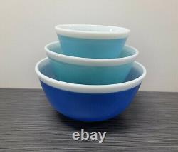 Pyrex Blue Americana Mixing Bowl Set 401, 402, 403 (Turquoise, Aqua, Robins Egg)