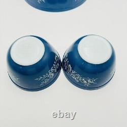 Pyrex Blue Set of 4 Colonial Mist Nesting Mixing Bowls 2x 401 403 404 VINTAGE