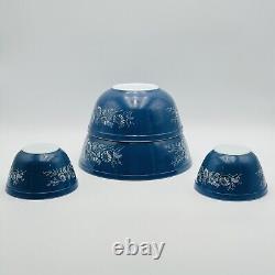 Pyrex Blue Set of 4 Colonial Mist Nesting Mixing Bowls 2x 401 403 404 VINTAGE