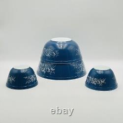 Pyrex Blue Set of 4 Colonial Mist Nesting Mixing Bowls 2x 401 403 404 VINTAGE