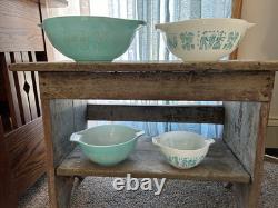 Pyrex Cinderella Amish Butterprint Set Of 4 Nesting Mixing Bowls Vintage MCM
