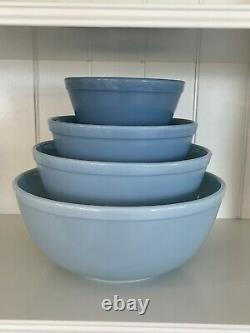 Pyrex Delphite Blue Mixing Bowl Set Bluebell HTF HOLY GRAIL Rare 404 403 402 401