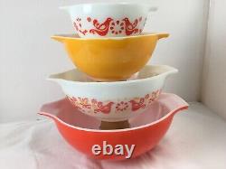 Pyrex Friendship Cinderella Nesting Bowls Set of 4 441 442 443 444 Birdie Red
