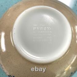 Pyrex Homestead Nesting Bowls Set Of Four Speckled Tan Blue Floral Made In USA