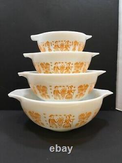 Pyrex Orange Amish Butterprint Cinderella Mixing Bowls Complete Set Hard to Find