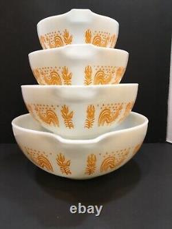 Pyrex Orange Amish Butterprint Cinderella Mixing Bowls Complete Set Hard to Find