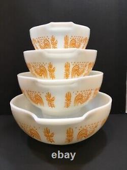 Pyrex Orange Amish Butterprint Cinderella Mixing Bowls Complete Set Hard to Find