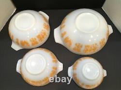 Pyrex Orange Amish Butterprint Cinderella Mixing Bowls Complete Set Hard to Find