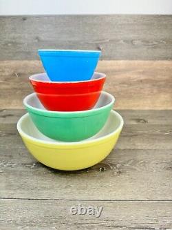 Pyrex Primary Colors Nesting Mixing Bowls # 401 402 403 404 Set Of 4