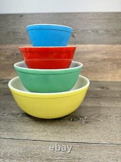 Pyrex Primary Colors Nesting Mixing Bowls # 401 402 403 404 Set Of 4