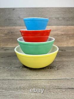 Pyrex Primary Colors Nesting Mixing Bowls # 401 402 403 404 Set Of 4