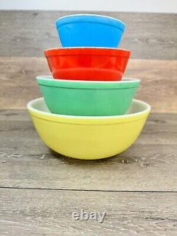 Pyrex Primary Colors Nesting Mixing Bowls # 401 402 403 404 Set Of 4