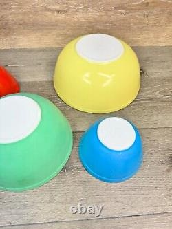 Pyrex Primary Colors Nesting Mixing Bowls # 401 402 403 404 Set Of 4