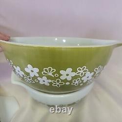 Pyrex Spring Blossom Green White Daisy Cinderella Mixing Bowls Set Of 3