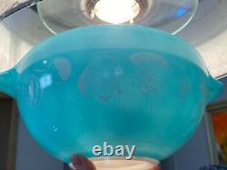 Pyrex Turquoise Balloons Cinderella 441 & 444 Chip & Dip Set with Bracket