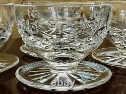 Qty 4 WATERFORD CRYSTAL LISMORE 3T FOOTED DESSERT BOWL with Attached Underplate