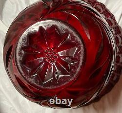 RARE 1930s Cambridge Cut Wild Rose Carmen (Ruby) Punch Bowl Stand TWELVE CUPS