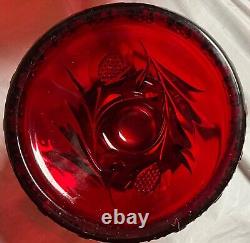 RARE 1930s Cambridge Cut Wild Rose Carmen (Ruby) Punch Bowl Stand TWELVE CUPS
