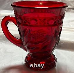 RARE 1930s Cambridge Cut Wild Rose Carmen (Ruby) Punch Bowl Stand TWELVE CUPS