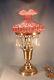 RARE 1950's Fenton Cranberry Opalescent Glass Double Wedding Ring Pattern Lamp