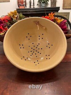 RARE AMERICAN YELLOW WARE POTTERY COLANDER 9.5 YELLOWARE c1880-1920