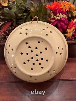 RARE AMERICAN YELLOW WARE POTTERY COLANDER 9.5 YELLOWARE c1880-1920