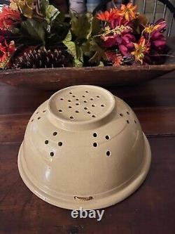 RARE AMERICAN YELLOW WARE POTTERY COLANDER 9.5 YELLOWARE c1880-1920