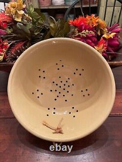 RARE AMERICAN YELLOW WARE POTTERY COLANDER 9.5 YELLOWARE c1880-1920