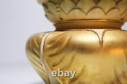 RARE Antique 1890's Royal Worcester #1877 Gold Gilt Leaf Motif Bowl Footed Vase