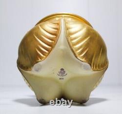 RARE Antique 1890's Royal Worcester #1877 Gold Gilt Leaf Motif Bowl Footed Vase
