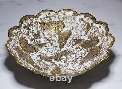 RARE Antique Hand Painted NIPPON Gold Gilt Jeweled Butterfly Porcelain Bowl