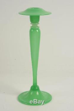 RARE Antique Original Steuben New York Art Glass Signed Jade Green Candlestick