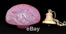 RARE Art Deco Phoenix & Consolidated Pink Cockatoo Hanging Lamp Shade & Hardware