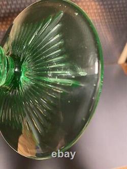 RARE English Hobnail Green Ball Stem Sweetmeat Glass Round Top Depression Glass