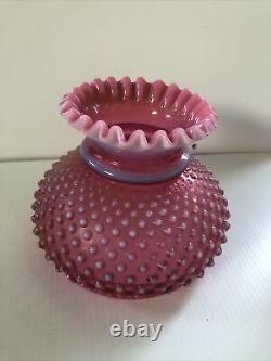 RARE Fenton Glass Cranberry Opalescent Hobnail Lamp