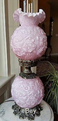 RARE Fenton Poppy Lavender Cased Glass Gone with the wind lamp