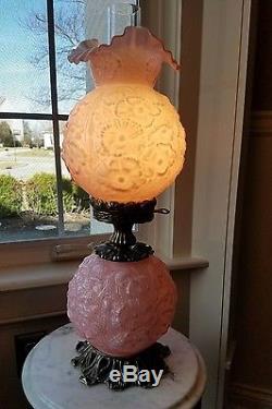 RARE Fenton Poppy Lavender Cased Glass Gone with the wind lamp