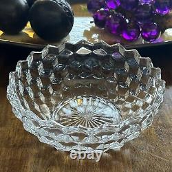 RARE Fostoria American 8 5/8 Flared Cupped Clear Glass Bowl Cubist Stem 2056