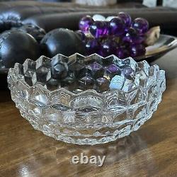 RARE Fostoria American 8 5/8 Flared Cupped Clear Glass Bowl Cubist Stem 2056