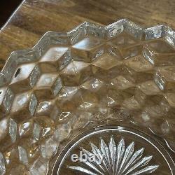 RARE Fostoria American 8 5/8 Flared Cupped Clear Glass Bowl Cubist Stem 2056