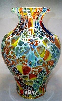 RARE Frederick Carder Steuben Art Glass Mosaic Vase signed F. Carder