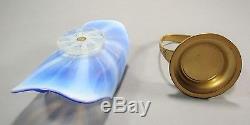 RARE LCT TIFFANY Studios Favrile Gold Bronze Basket Blue Pastel Opalescent Glass