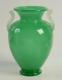 RARE Large Antique Steuben Art Glass Jade Green Frederick Carder Handled Vase